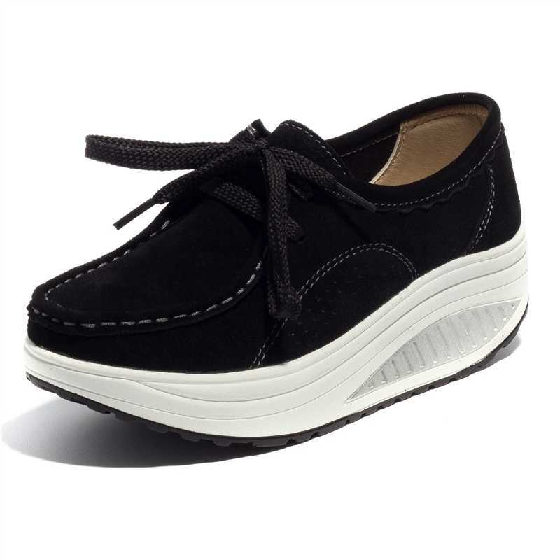 Spring and Summer Rocking Shoes Lace-up Thick-soled Heightening Sports Shoes Casual Rocking Shoes Women's Muffin Shoes