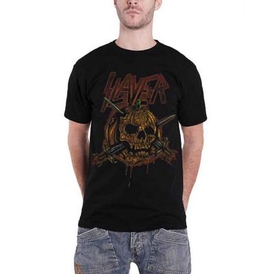 Slayer Унисекс Футболка для взрослых с тыквой и черепом