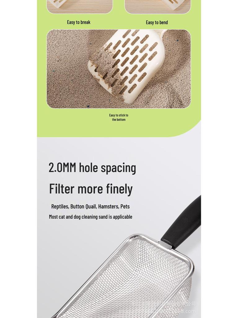 Upgraded Cross-Border Long-Handle Stainless Steel Scoop for Cat Litter, Quails, Reptiles, and Beach Use