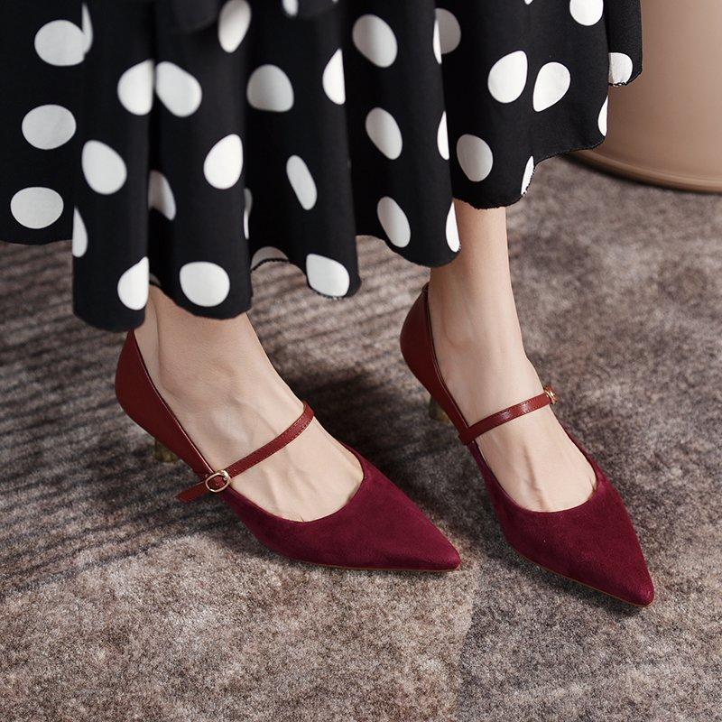 Fashion Shoes for Woman 2024 Pumps Evening Women's Summer Footwear Bride Pointed Toe On Heeled High Heels Red Casual Chic and Elegant