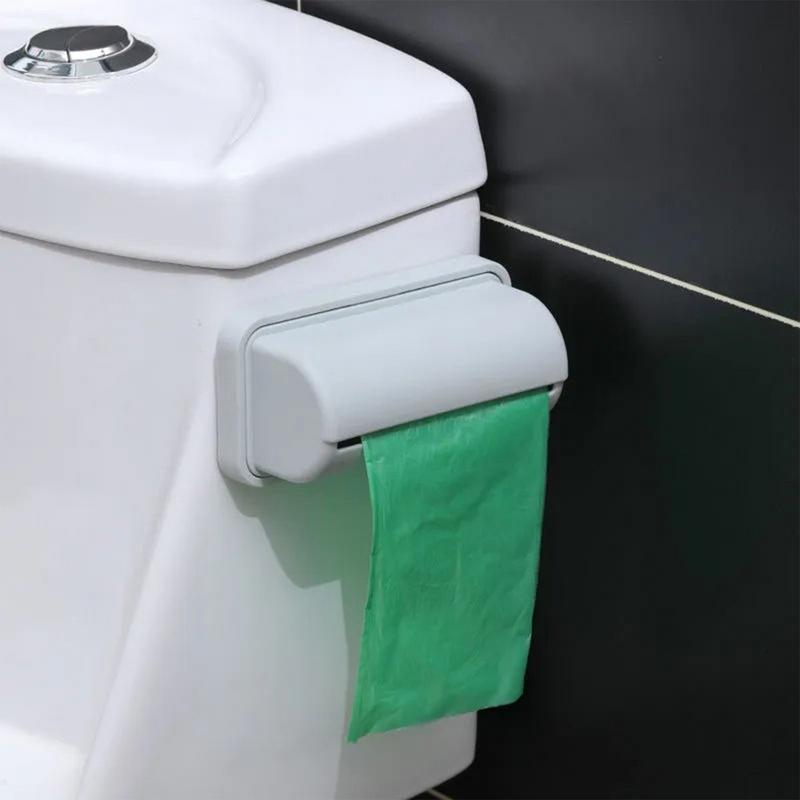 Kitchen Trash Bag Roll Holder Wall Mounted Self-Adhesive Garbage Bag Holder Garbage Film Roll Storage Box Shelf