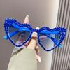 Retro Large Frame Diamond Set Sunglasses Peach Heart Love Sunglasses Women's Metal Hinge Personality Glasses