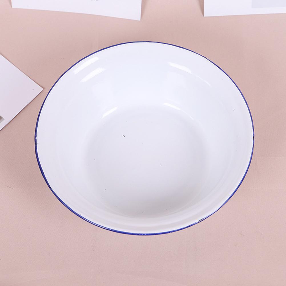 Эмалированная салатница, старинная домашняя миска с загнутыми краями, для овощей и фруктов, супа, пасты, кухонная подставка, миски для еды, тесто