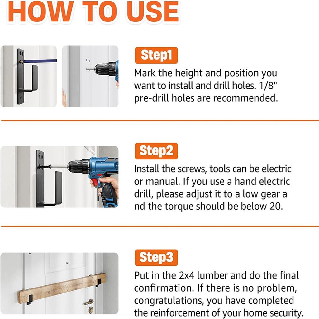 Кронштейн-барьер для двери Сверхпрочный кронштейн безопасности для двери Подходит для гаража, подвала, сарая, склада, заднего двора