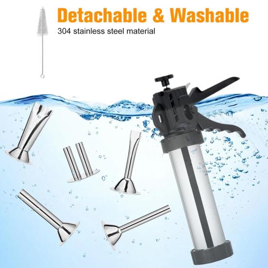 Комплект для изготовления сосисок из нержавеющей стали, профессиональный аппарат для вяленого мяса, для фарша, большой емкости, с толкателем для мяса, щетками, машина для изготовления сосисок