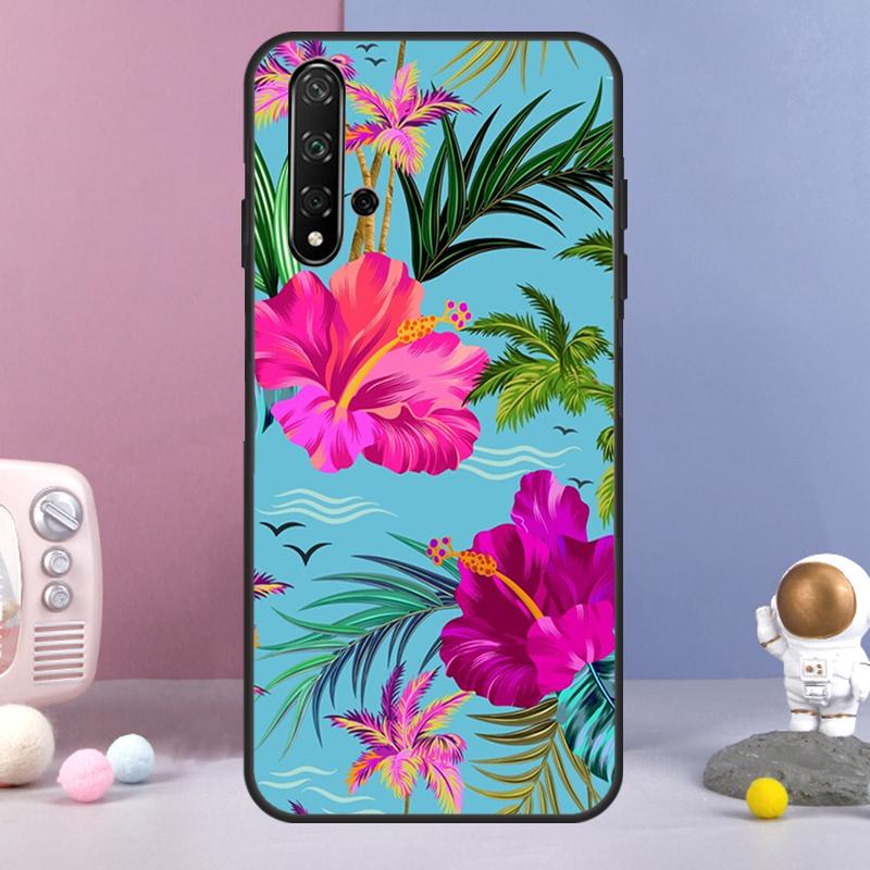 Tropical aloha Hibiscus pattern For Huawei Nova 5T 9 10 SE 7i 8i 11i 12i Y73 Y90 Y70 Y72 Y61 Y91 Y60 P20 P30 P40 Lite Case