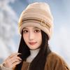 Women's Hats Newly Thickened Windproof and Warmth Pile Hats Korean Outdoor Leisure Ear Protection Belt Buckle Pullover Hats