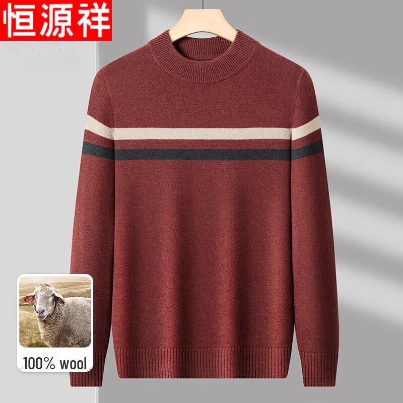 Hengyuanxiang Мужской свитер из 100% шерсти, толстый, с круглым вырезом