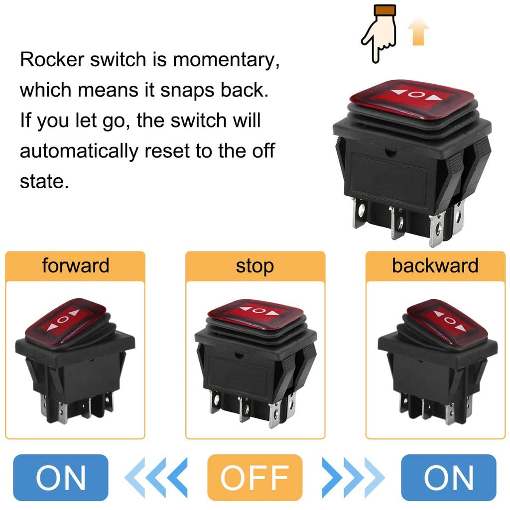 Кулисный переключатель 6-контактный 3-позиционный реверсивный переключатель постоянного тока 12 В 10 А переключатель управления двигателем водонепроницаемый для автомобиля кнопка лодки с проводом 2 шт.