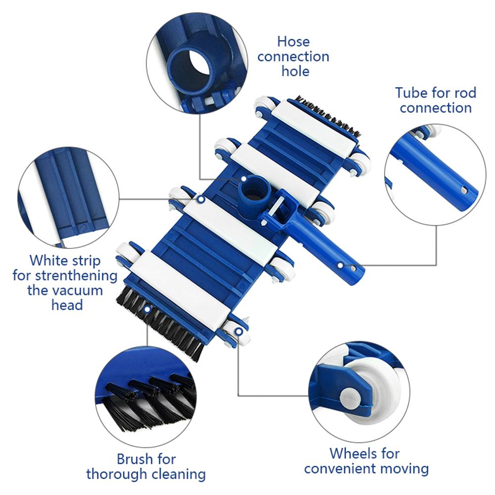 14 Inch Swimming Pool Vacuum Head Cleaner Underwater Cleaner with Brush Wheels for Home Ground Pool