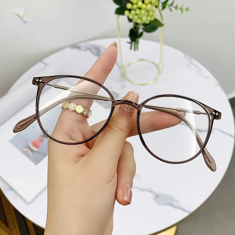 Retro Anti Blue Light Glasses Women Men Round Frame Computer Reading Eyewear Vintage Oversized Optical Spectacle Eyeglass