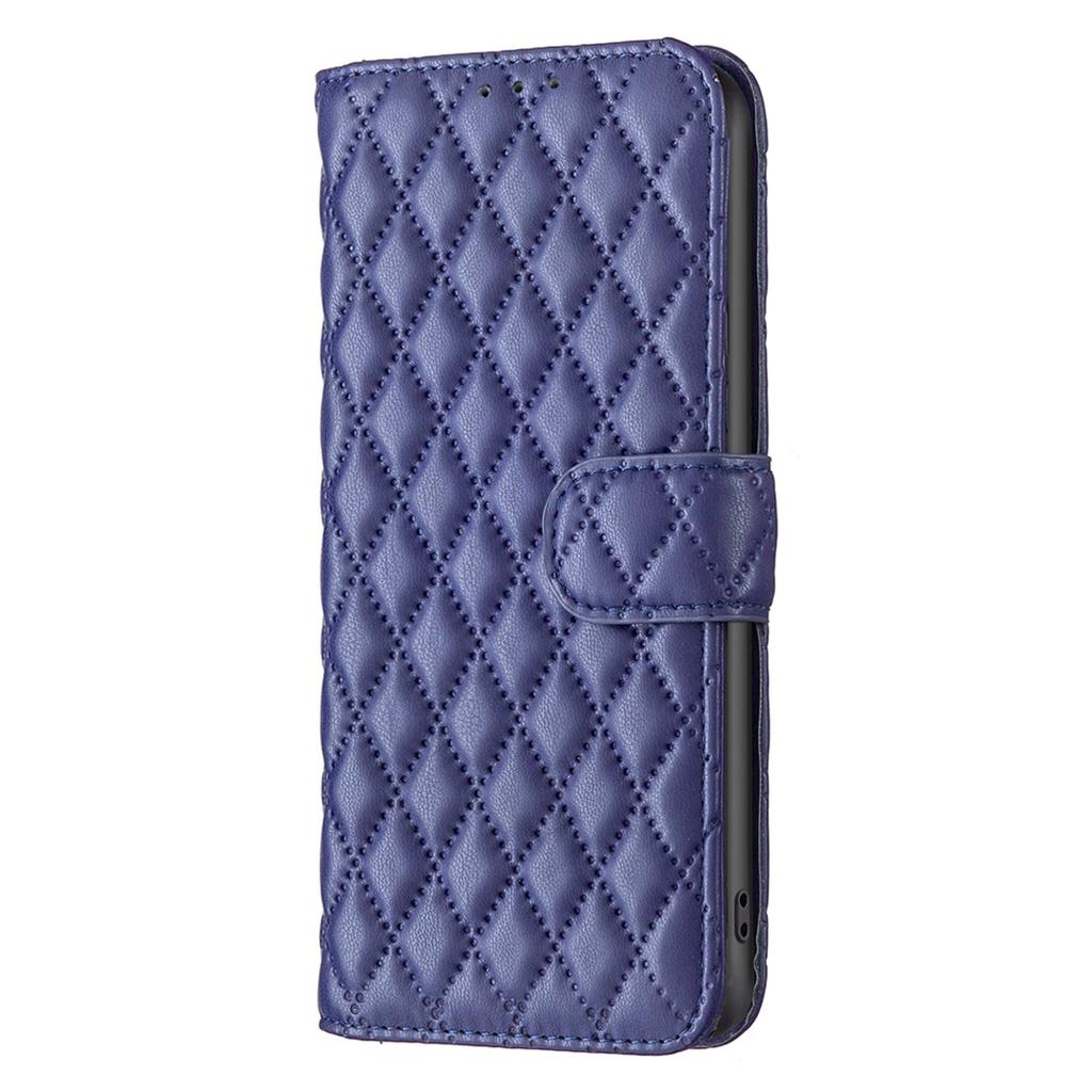 BINFEN COLOR BF Style-14 For iPhone 16 Case Rhombus Grid Leather Wallet Stand Phone Cover