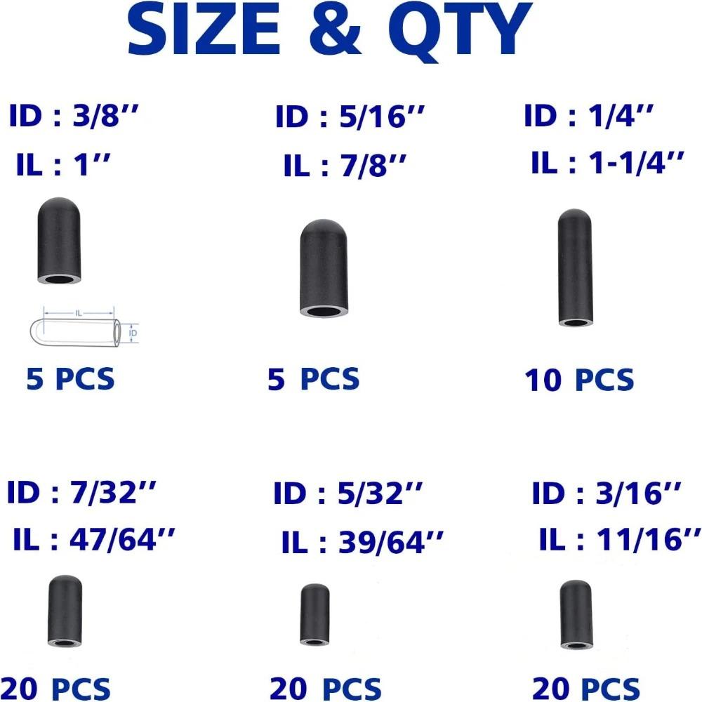 80/100Pcs Black Rubber Vacuum Cap Hose End Cap Rubber Boot Cap Dropper Cover Dust cover combination kit