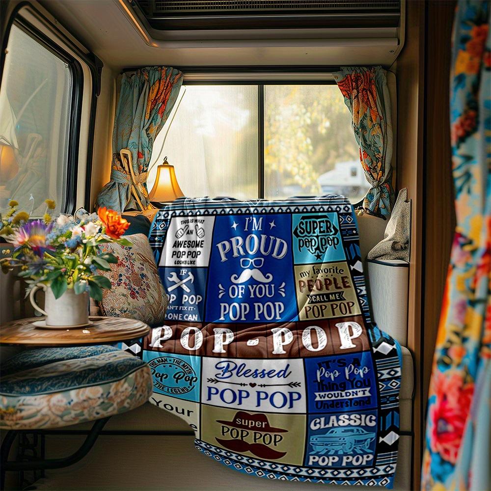 Poppop Blanket Personalized Name Soft Comfortable Stylish Blanket Car Blanket Perfect For Travel Camping Outdoor Home Suitable For All Seasons Perfect