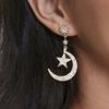 Trendy Gold Alloy Star Moon Earrings Sparkling Fashion Dangle Earrings For Women