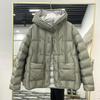 Light Down Jacket Women's Short Hooded Single Breasted Loose Straight Tube Autumn Winter White Duck Down Coat