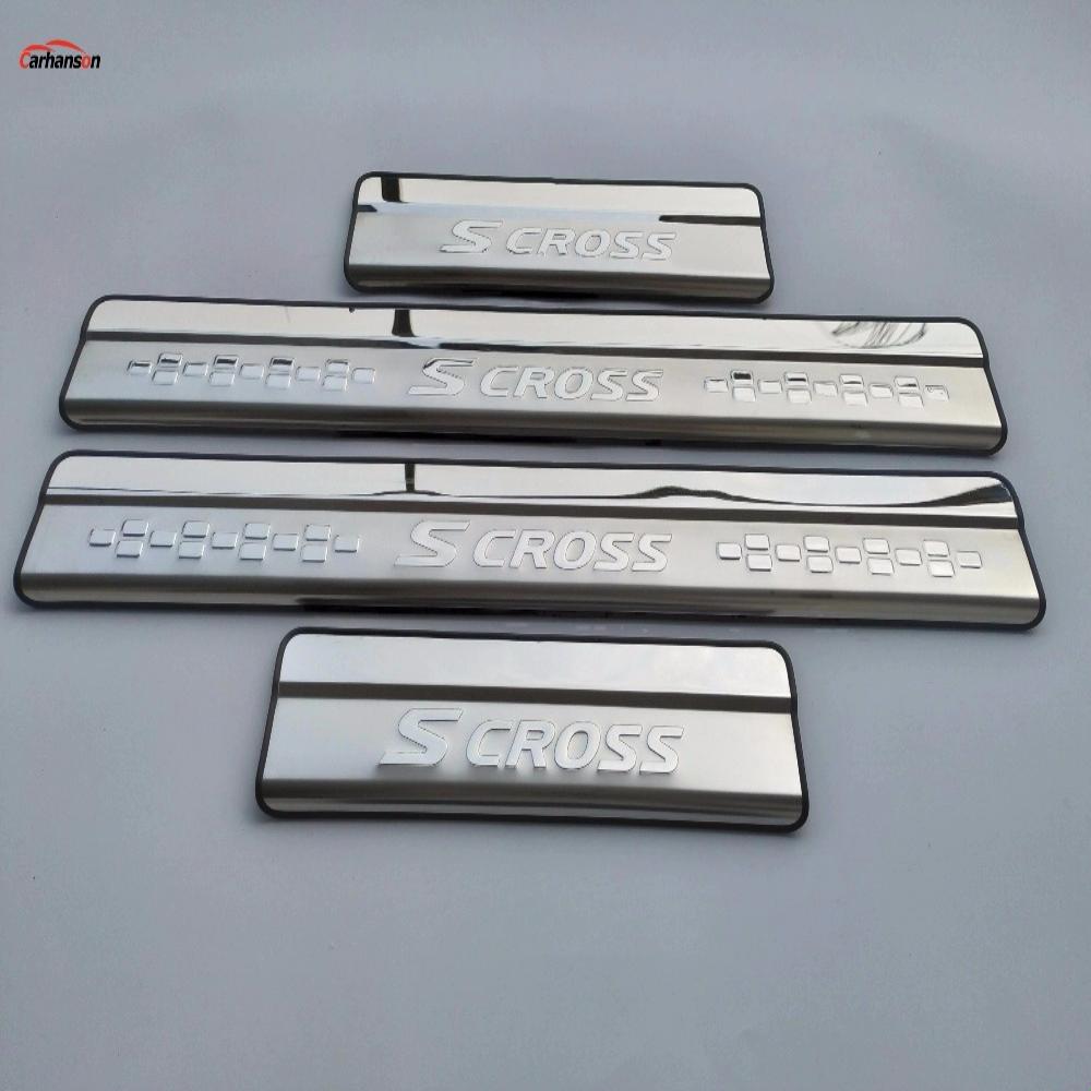 Car Styling For Suzuki Sx4 2014- Accessories Scross S-Cross S Cross Stainless Door Sill Protector Pedal Plate Cover