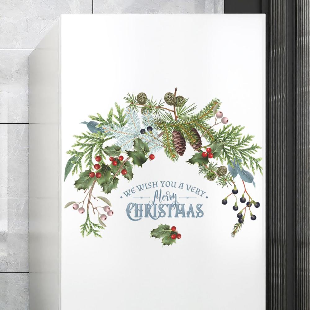 Merry Christmas Door Green Plant Posters Wall Decals Wall Stickers Window Decals Christmas Murals