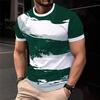 Summer Round Neck 3D Contrast Color Print Top Fashionable Casual Short Sleeved Men's T-shirts