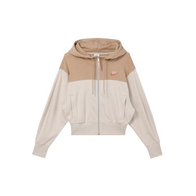 Спортивная одежда City Utility Contrast Hooded Zip-Up Knit Sweatshirt Women tops Light-Red Wood-Brown FB7212-104