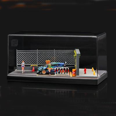 Витрина Shoucangjia для машинок Tomica, Hot Wheels, Matchbox 1:Масштабная модель гаража 1/64 с пылезащитным чехлом, диорама сцены уличного ограждения, парковочная витрина