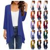 Gradient Print Women's Cardigan Jacket With Pocket Irregular Three Quarter Sleeve