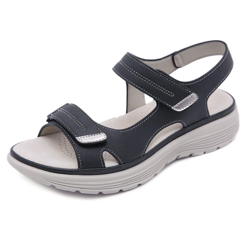 New Leather Sandals For Women In Women's Sports Style Wedge Light Velcro Slippers Comfortable Breathable And Versatile Casual