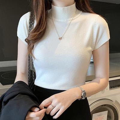 2023 повседневные вязаные женские топы, женская одежда, Blusas, летняя однотонная тонкая водолазка, блузка, модная шикарная корейская одежда 8622