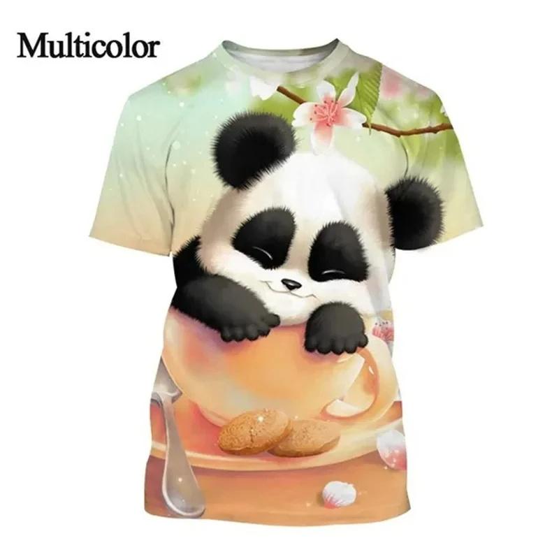 Cute Panda Graphic T-Shirt Men Women Cartoon Animals 3D Printed T-Shirts Summer Fashion Harajuku O-Neck Tops Tees Short Sleeves