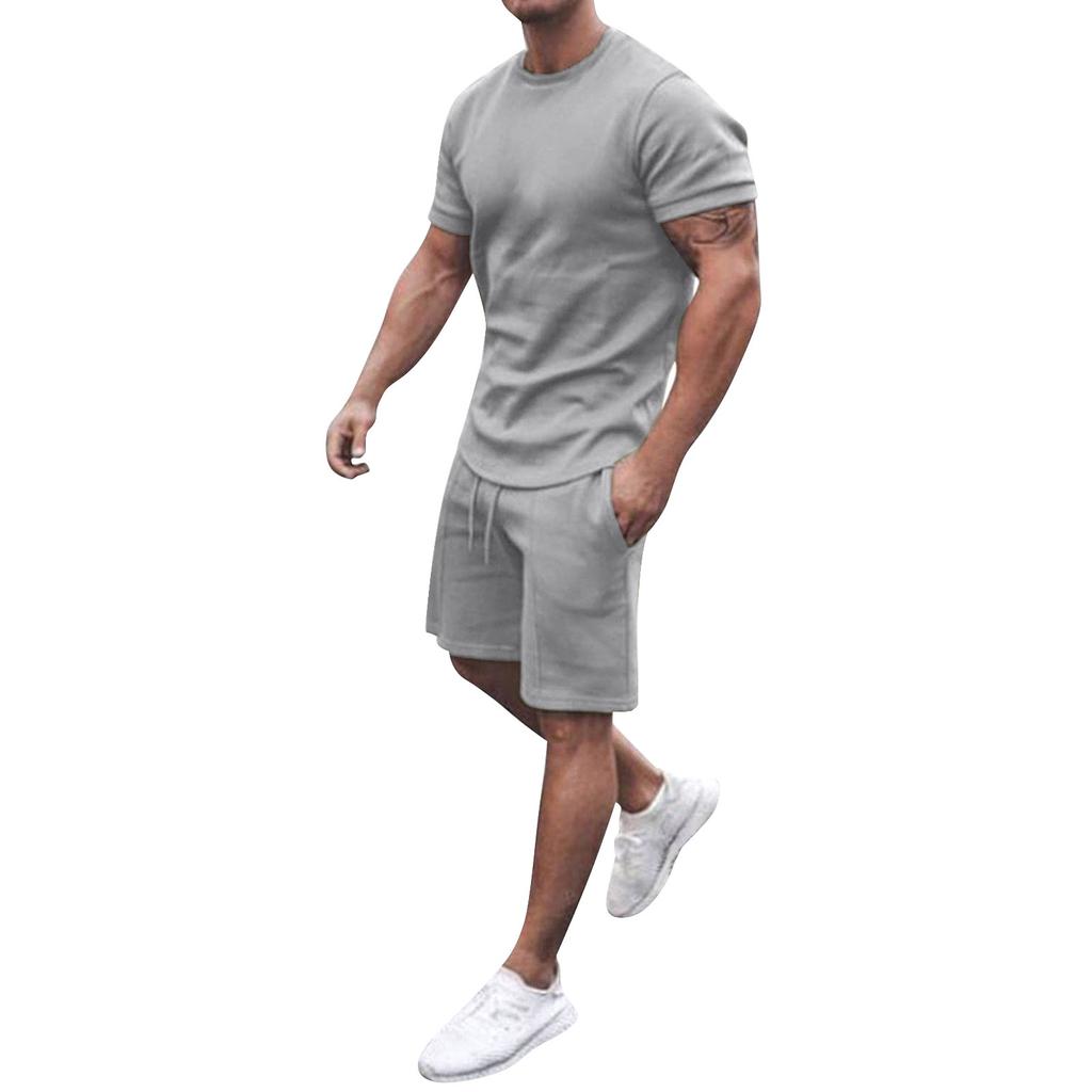 Мужские комплекты из 2 предметов, летние повседневные футболки с короткими рукавами и классические спортивные шорты, комплект спортивного костюма
