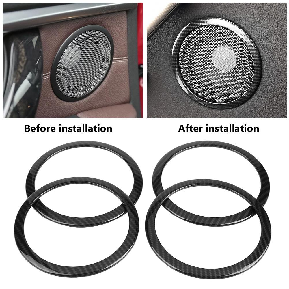 4 шт. Накладки на кольца динамиков дверей автомобиля в стиле карбонового волокна для BMW 3 серии F30 GT F34 13 18