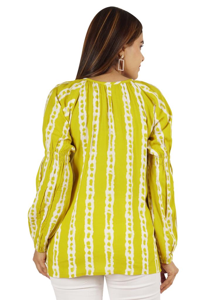 Moomaya Женская рубашка-туника из хлопка с длинными рукавами и принтом в этническом индийском стиле