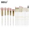 Pearl White Gold Professional Make Up Brushes Eye Blending Eyebrow Foundation Makeup Brushes Kit Pink Nanofiber Hair