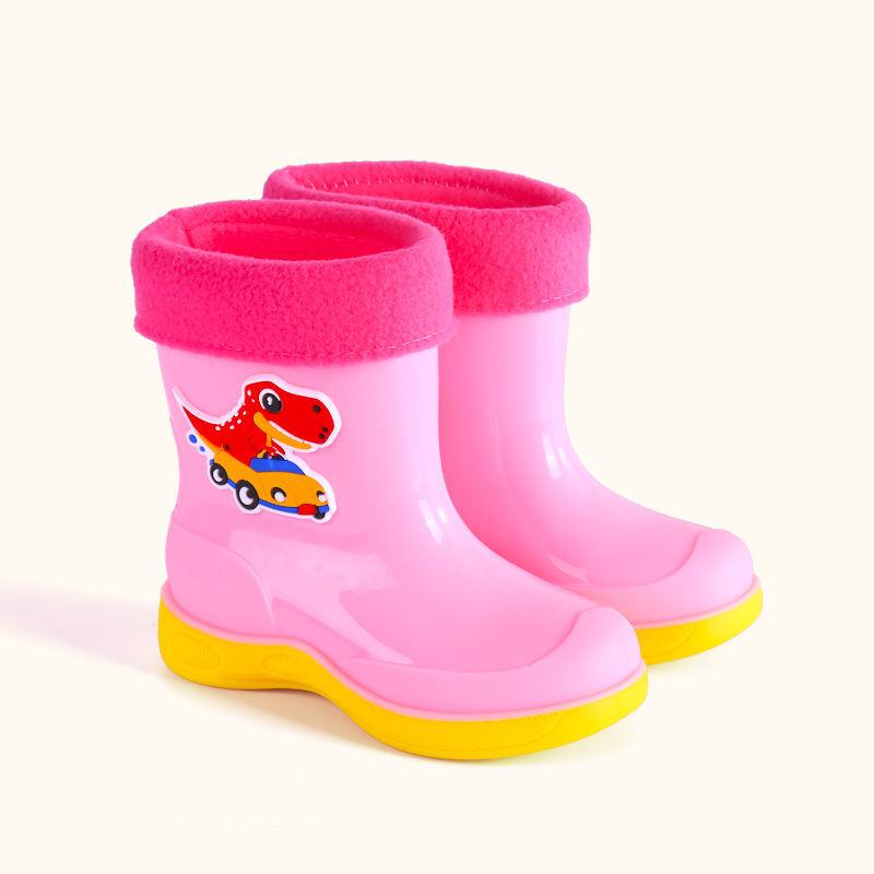Waterproof Cartoon Rain Boots for Boys Girls Aged 8 To 11 Non-Slip Warm Rubber Shoes for Kids Comfortable Rain Footwear