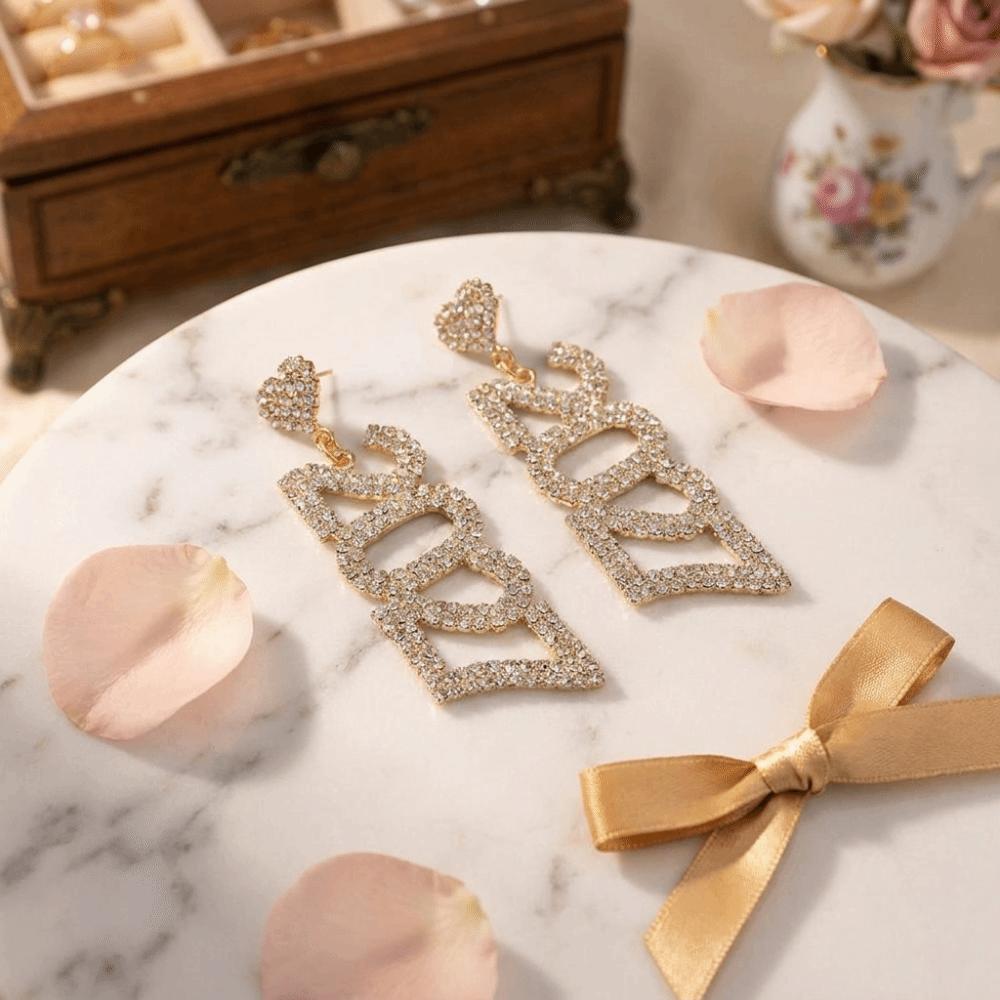 Rhinestone New Year Earrings Fashion Long Drop Earring Jewelry 2027 Digital Earrings Wedding