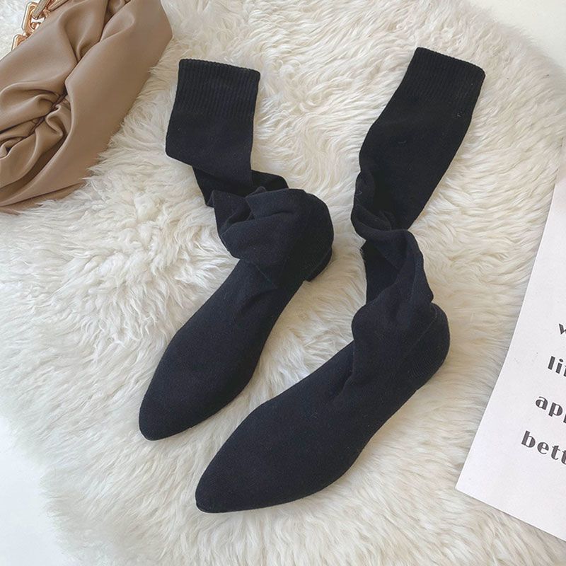 Обувь Носок бедра Высокие женские сапоги выше колена Туфли для женщин Эластичный средний каблук Водонепроницаемый тренд 2024 Gyaru Boot