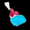 Neon Blue Apatite, Ruby Gemstone 925 Sterling Silver Jewelry Pendant 2.36" AH-5194