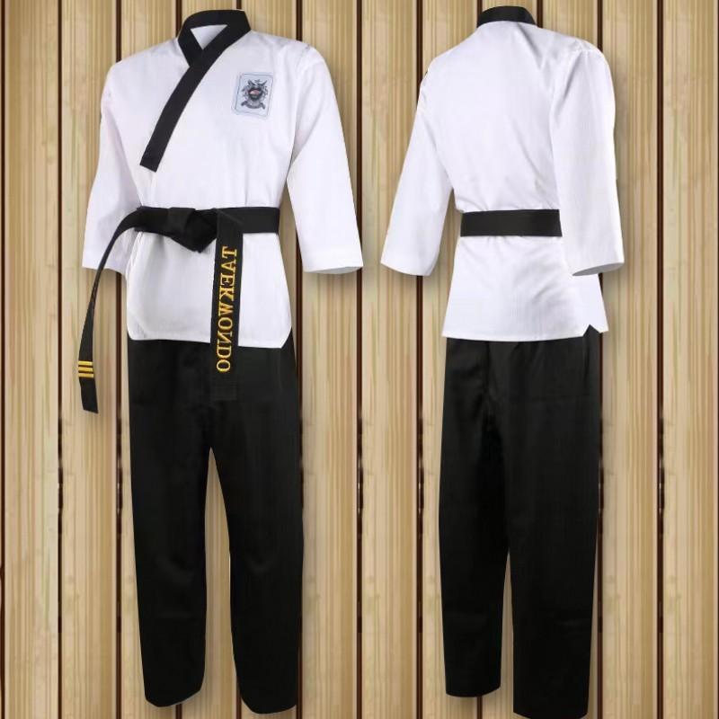 Kids Taekwondo Poomsae Uniform Short Sleeve Performance Set Children Training Competition
