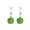 S925 Sterling Silver Green Apple Dangle Earrings Water Drop Crystal Chain Drop Earrings Cute Fruit Women Fashion Jewelry