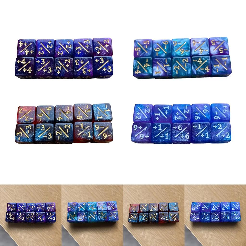 10 игральных костей с шестью гранями и символами, реквизит для настольной игры, стандартные игральные кости, квадратные игральные кости, игральные кости для сложения и вычитания, обучающий аксессуар для математики