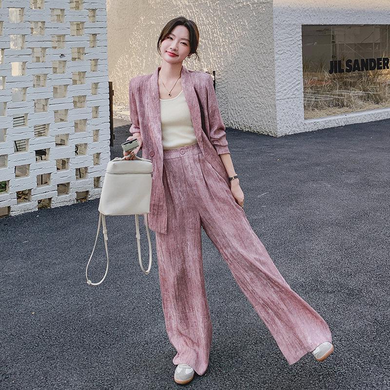 Women's Retro Casual 2024 Spring/Autumn Age-Reducing Wide-Leg Pants Suit