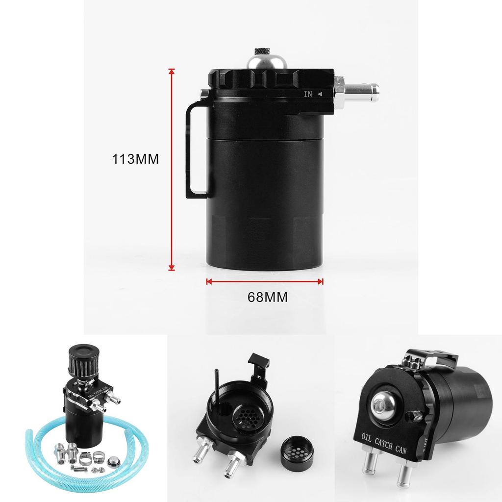 Engine Aluminum Cylinder Oil Catch Reservoir Breather Tank Can Black With
