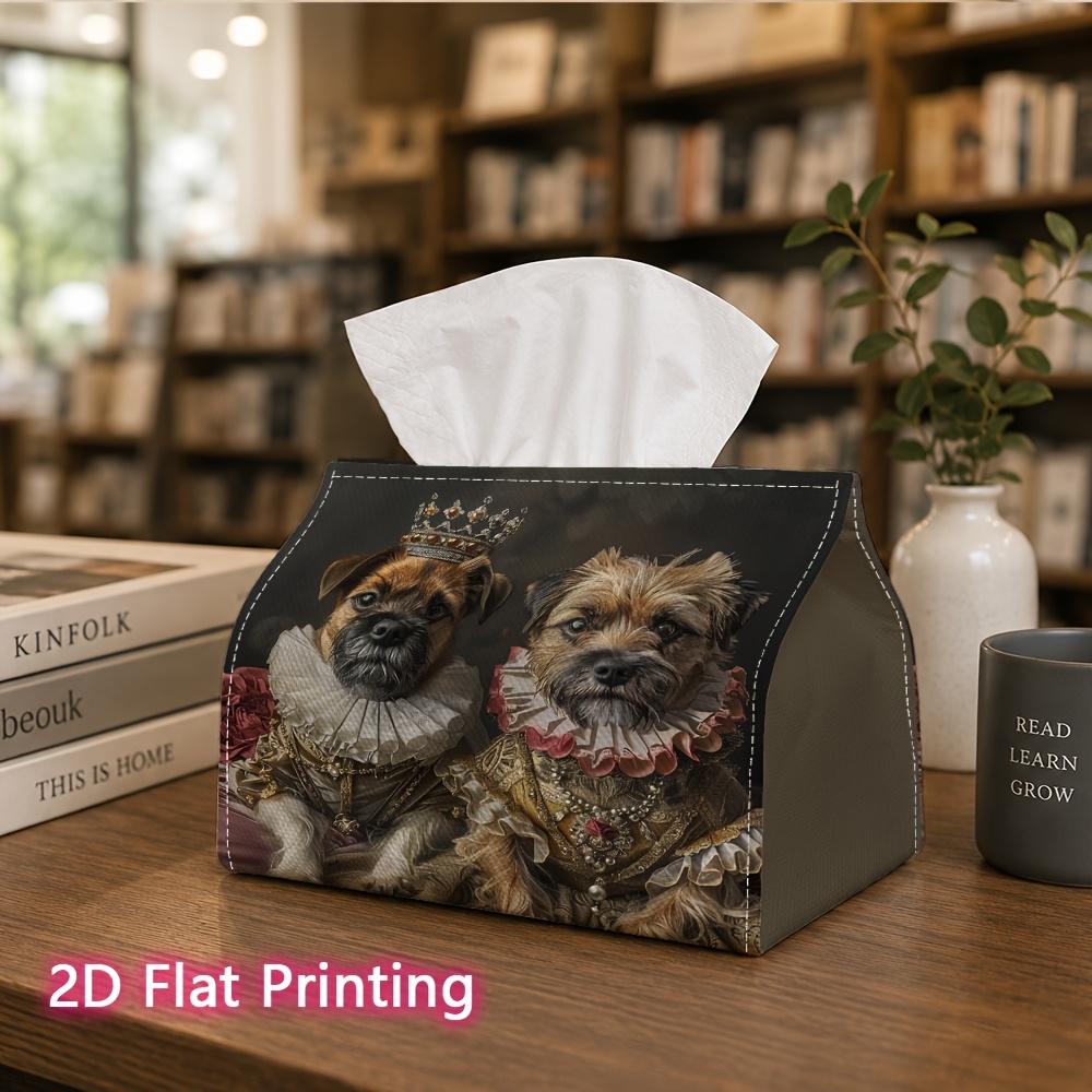 1pc, 2d Flat Printing, Tissue Box Royal Dog Portrait Pattern Printed Tissue Box, Suitable for Bathrooms, Living Rooms, Bedrooms, Dressing Tables, Coff