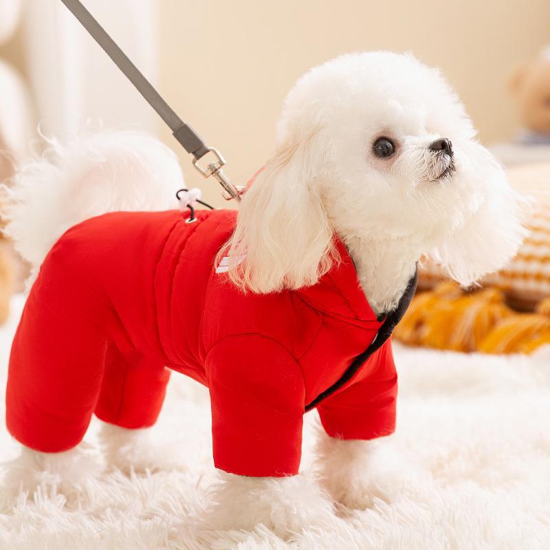 Зимнее пальто для четвероногих собак и кошек - теплая пуховая хлопковая одежда для домашних животных