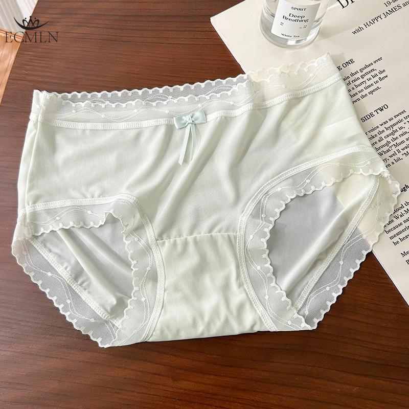 Summer Ice Silk Underwear Panties for Women Mid-waist Bowknot Breathable Ultra-thin Sexy Briefs Underpants Knickers