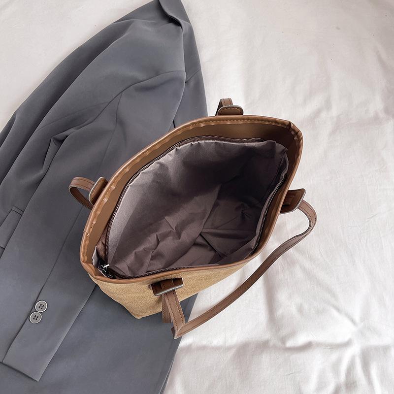 Сумка-тоут из замши в корейском стиле: Европейский и американский ретро, большая вместимость, повседневная сумка-мессенджер через плечо