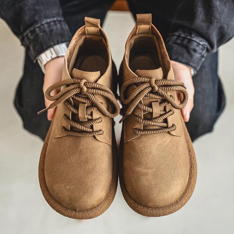 Мужская повседневная обувь Удобная Ретро Мужская кожаная повседневная обувь Мужская модная ретро обувь на плоской подошве для мужчин