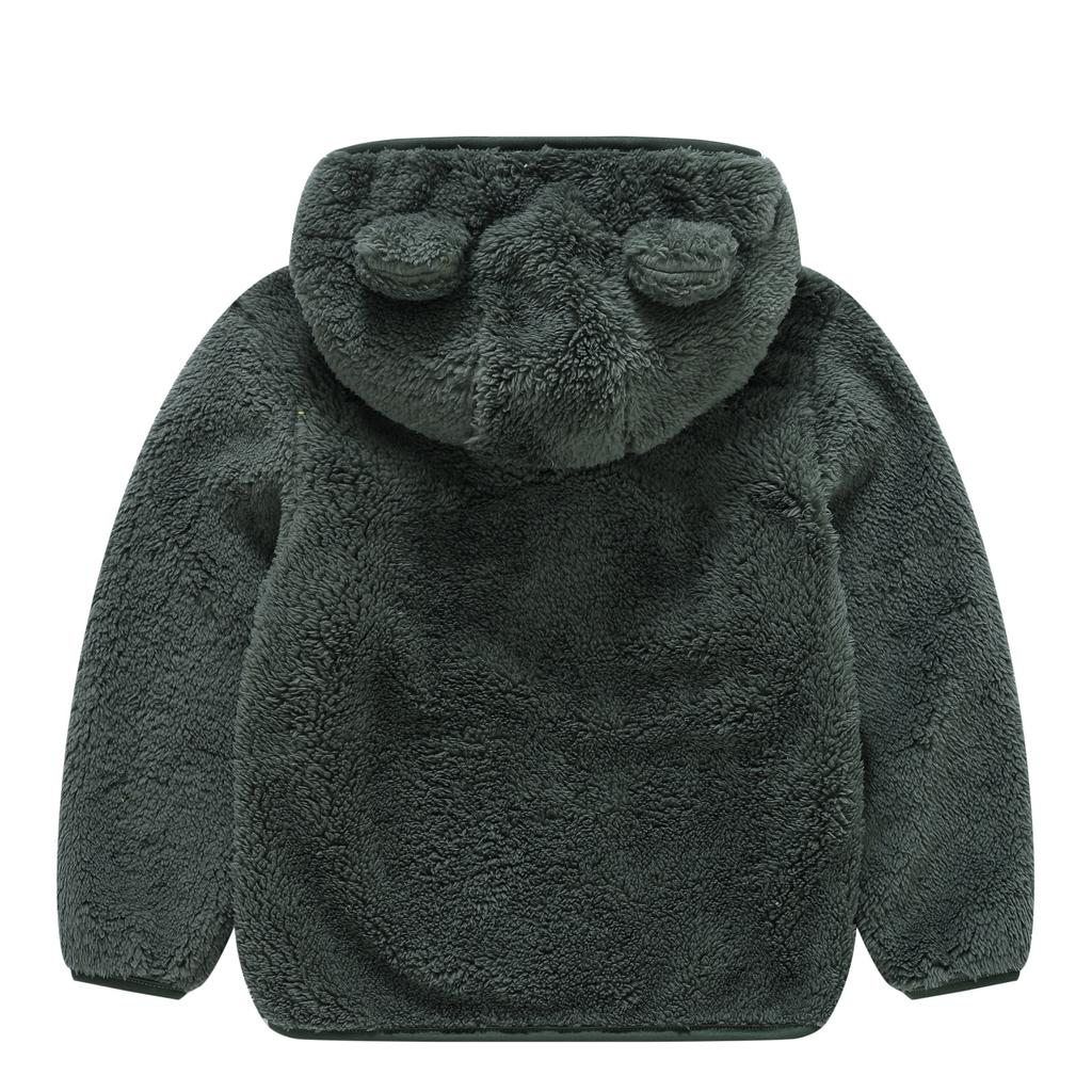 Милая куртка с ушками медведя для младенцев и малышей, мужская и женская, однотонная куртка с капюшоном для младенцев, детский шерстяной свитер