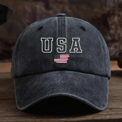 1 Унисекс Бейсболка с принтом USA, Регулируемая. Идеально подходит для весенних и осенних путешествий, пляжного отдыха. Подходит для рыбалки