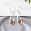 Цитрин Драгоценный камень 925 Стерлинговое серебро Ювелирные изделия Ручной работы Серьги-капли 1,76" EE-126-2